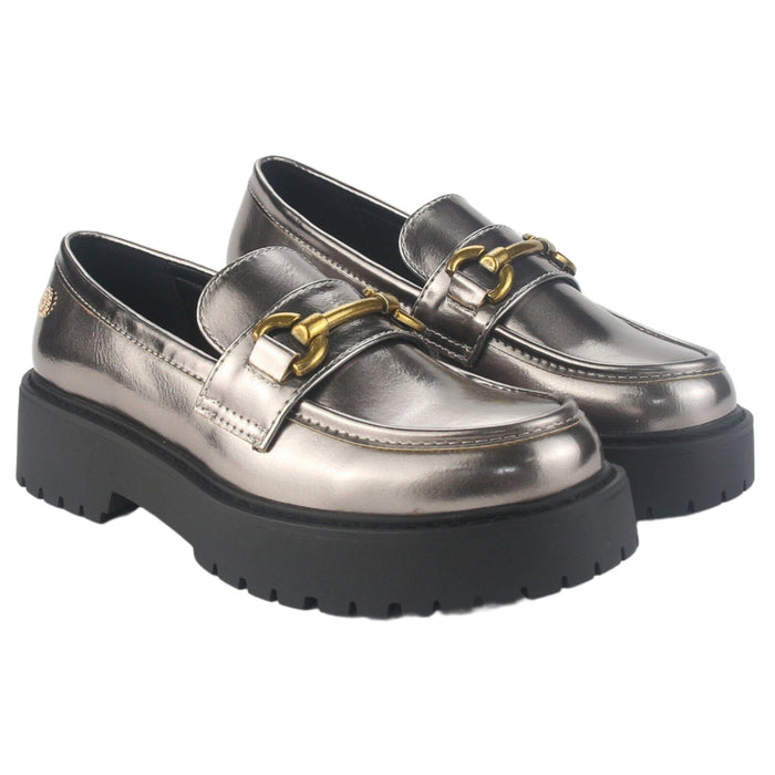 Mocasin Chalada Mujer Lenin-4 Plateado Casual Mocasines Plataforma Chalada