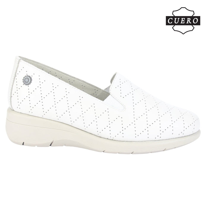 Mocasin de Cuero Chalada Mujer Cala-2 Beige Casual Mocasines Taco Chalada
