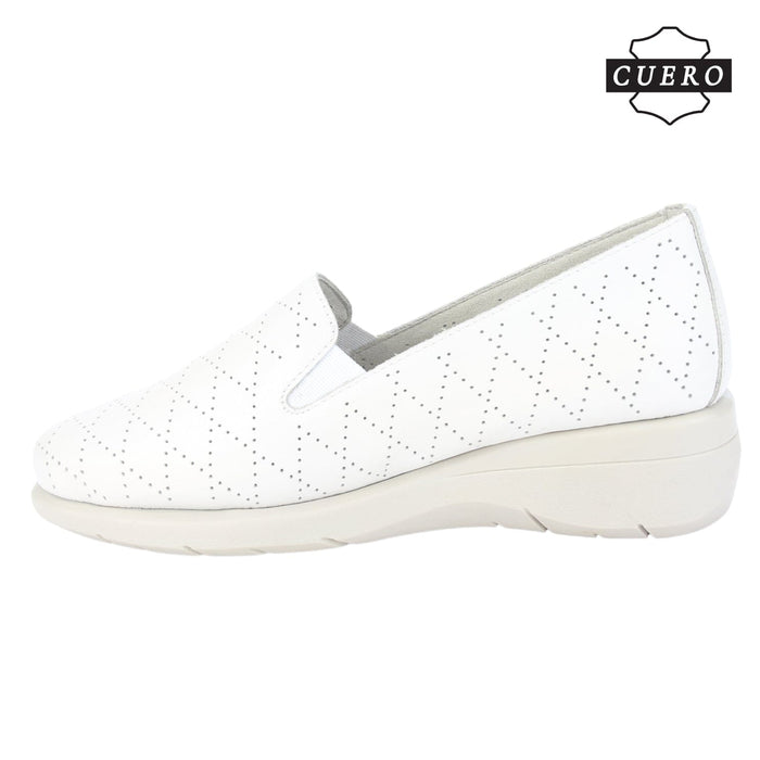 Mocasin de Cuero Chalada Mujer Cala-2 Beige Casual Mocasines Taco Chalada