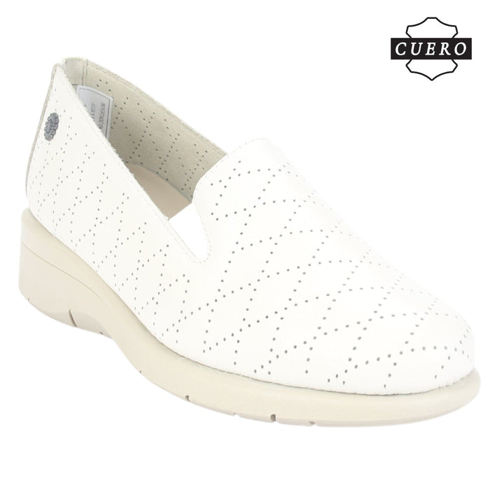 Mocasin de Cuero Chalada Mujer Cala-2 Beige Casual Mocasines Taco Chalada