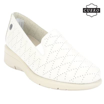 Mocasin de Cuero Chalada Mujer Cala-2 Beige Casual Mocasines Taco Chalada