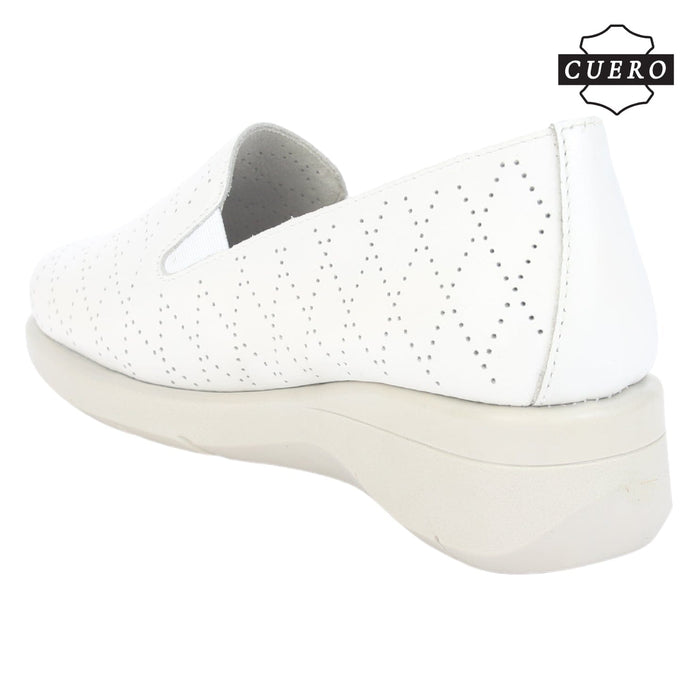 Mocasin de Cuero Chalada Mujer Cala-2 Beige Casual Mocasines Taco Chalada