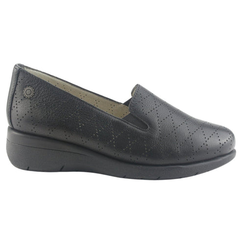 Mocasin de Cuero Chalada Mujer Cala-2 Negro Casual Mocasines Taco Chalada