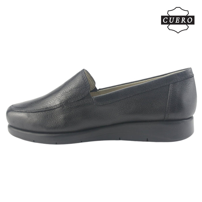 Mocasin de Cuero Chalada Mujer Cira-1 Negro Casual Mocasines Taco Chalada