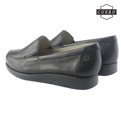 Mocasin de Cuero Chalada Mujer Cira-1 Negro Casual Mocasines Taco Chalada