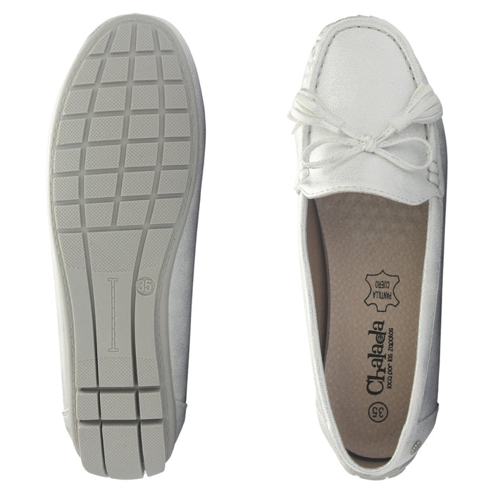 Mocasin Mujer Casual Plateado Chalada Nautico-3 Mocasines Planos Chalada