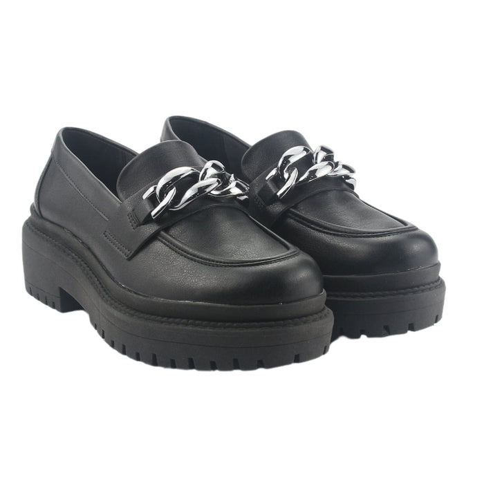 Mocasin Via Marte Mujer 013-006-01 Negro Casual Mocasines Plataforma Via Marte