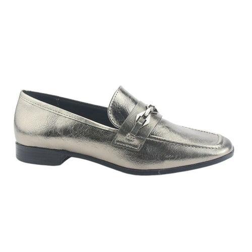 Mocasin Via Marte Mujer 075-007-01 Plateado Casual Mocasines Planos Via Marte