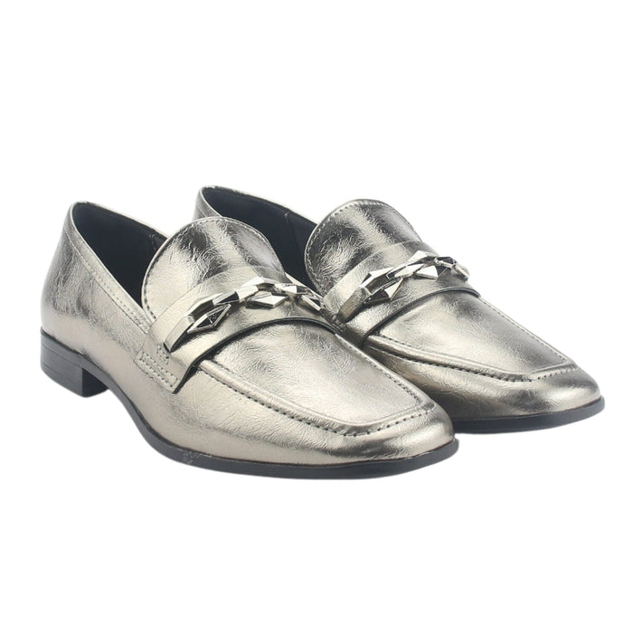 Mocasin Via Marte Mujer 075-007-01 Plateado Casual Mocasines Planos Via Marte