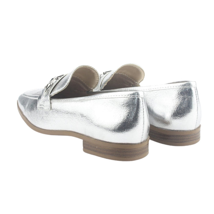 Mocasin Via Marte Mujer 075-007-01 Plateado Casual Mocasines Planos Via Marte