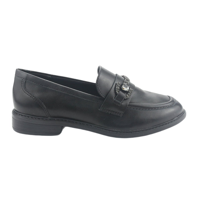 Mocasin Via Marte Mujer 077-004-01 Negro Casual Mocasines Planos Via Marte