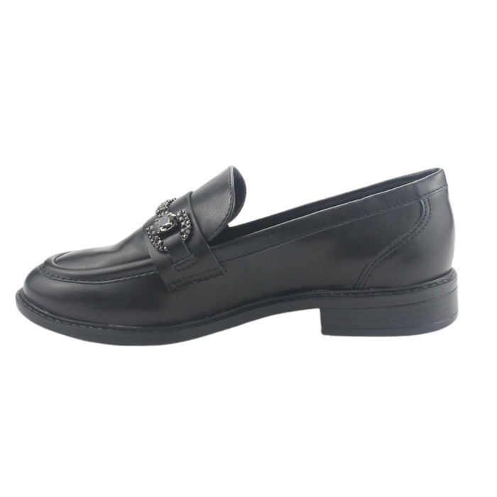 Mocasin Via Marte Mujer 077-004-01 Negro Casual Mocasines Planos Via Marte