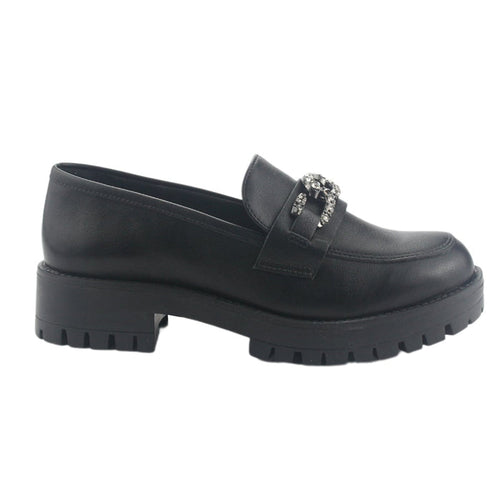 Mocasin Via Marte Mujer 083-005-01 Negro Casual Mocasines Taco Via Marte
