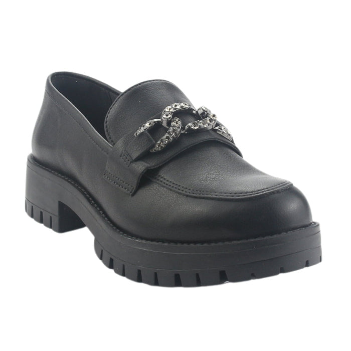 Mocasin Via Marte Mujer 083-005-01 Negro Casual Mocasines Taco Via Marte