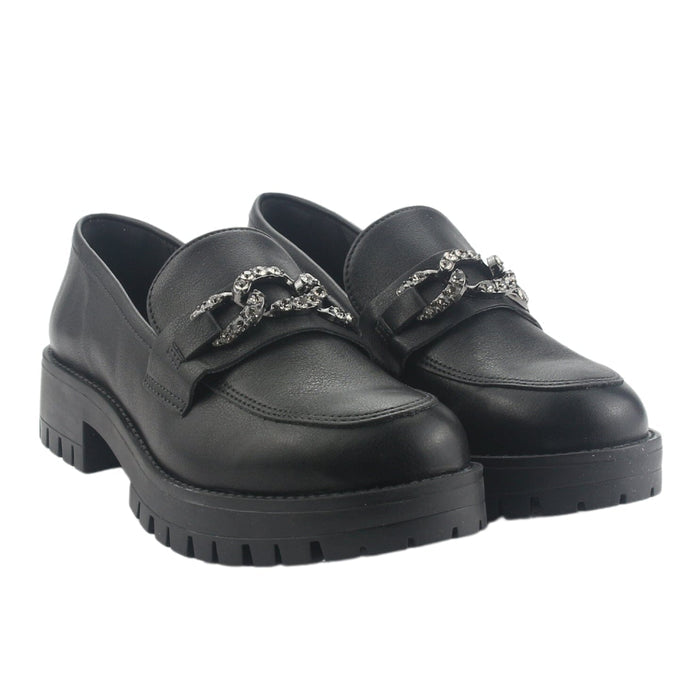 Mocasin Via Marte Mujer 083-005-01 Negro Casual Mocasines Taco Via Marte