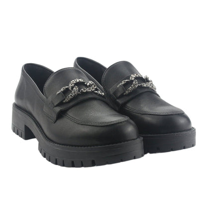 Mocasin Via Marte Mujer 083-005-01 Negro Casual Mocasines Taco Via Marte
