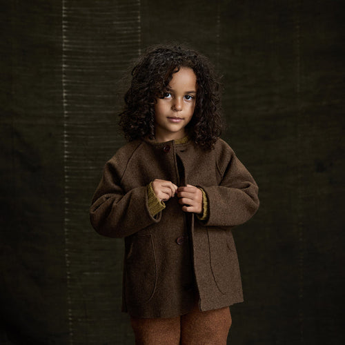 Mountain Kids Jacket - Boiled Merino Wool - Hazelnut