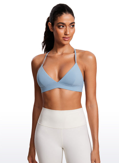 CRZ YOGA Women's Light Support Yoga Bra Cross back Triangle Bra The Breeze Blue