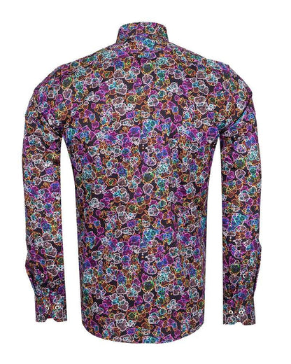 Neon Colourful Print Men's Shirt with Matching Handkerchief-Makrom