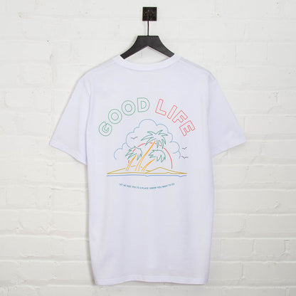 Neon Good Life Back Print - Tshirt - White