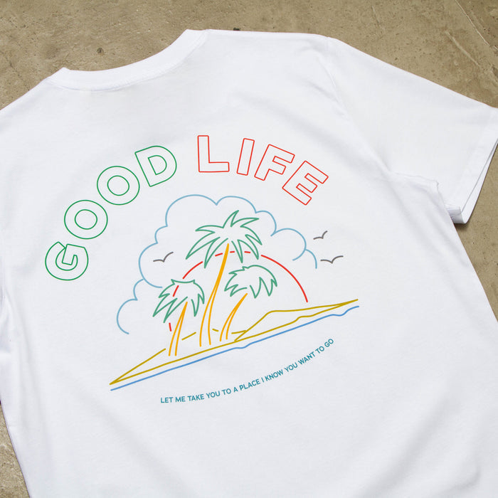 Neon Good Life Back Print - Tshirt - White