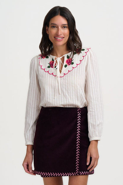 Nessie Blouse (Off White/Roses)