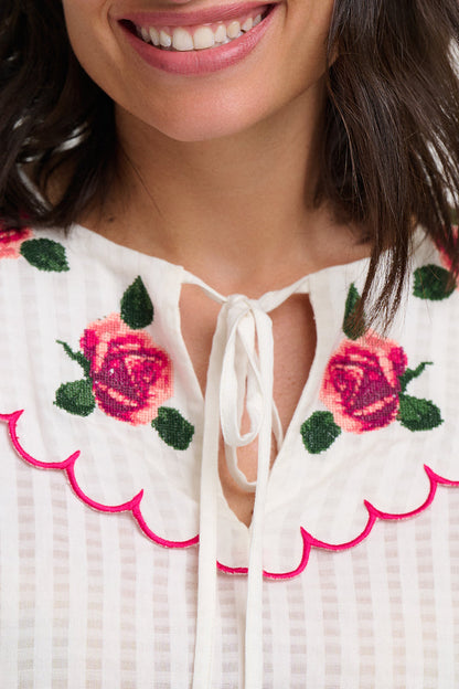 Nessie Blouse (Off White/Roses)