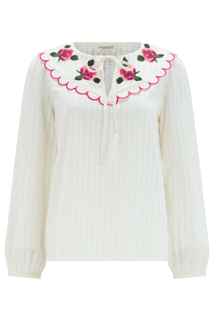 Nessie Blouse (Off White/Roses)