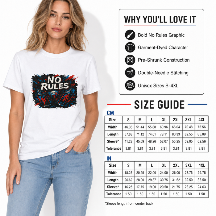 Pre-shrunk unisex statement tee with double-needle stitching, seamless construction and an inclusive size range from S to 4XL