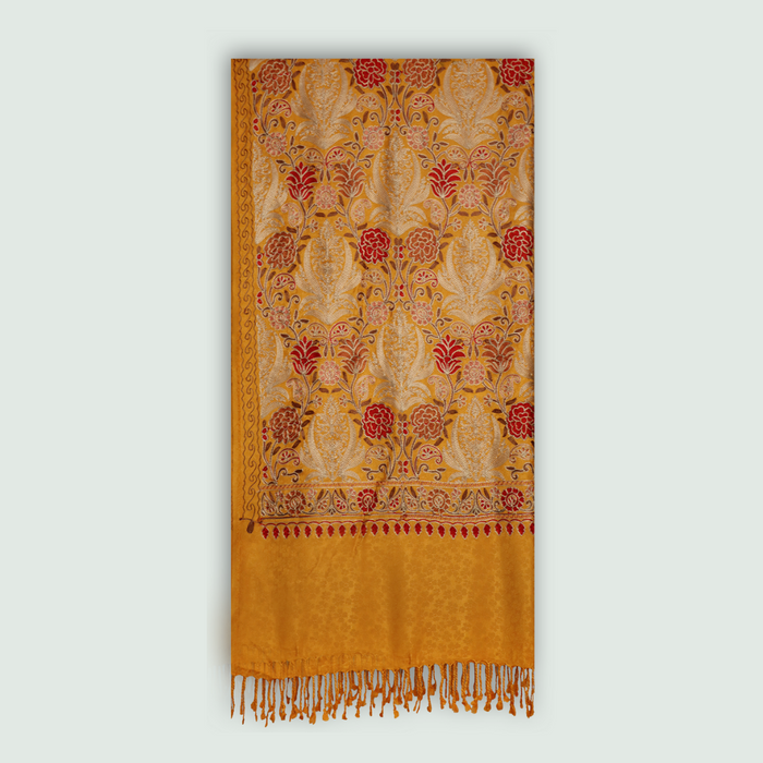 Odhni Floral Motif - Embroidered - Multi color | Stoles & Shawls - Front View