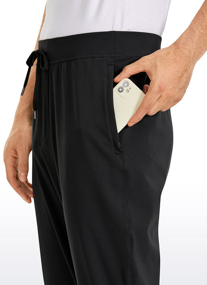 CRZ YOGA Men's Run Slim Fit On the Travel Joggers 32''- Ankle Zipper Black