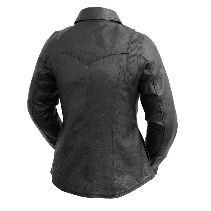 Onyx Women's Leather Shirt: Onyx Women's Leather Motorcycle Shirt
PRODUCT OVERVIEW:
Introducing the Onyx – a perfect blend of