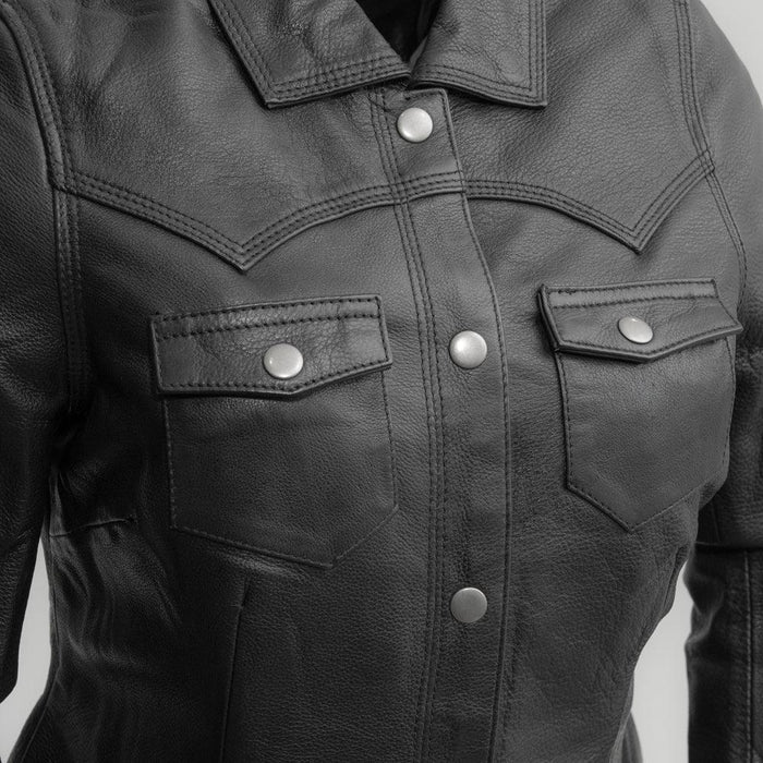 Onyx Women's Leather Shirt: Onyx Women's Leather Motorcycle Shirt
PRODUCT OVERVIEW:
Introducing the Onyx – a perfect blend of