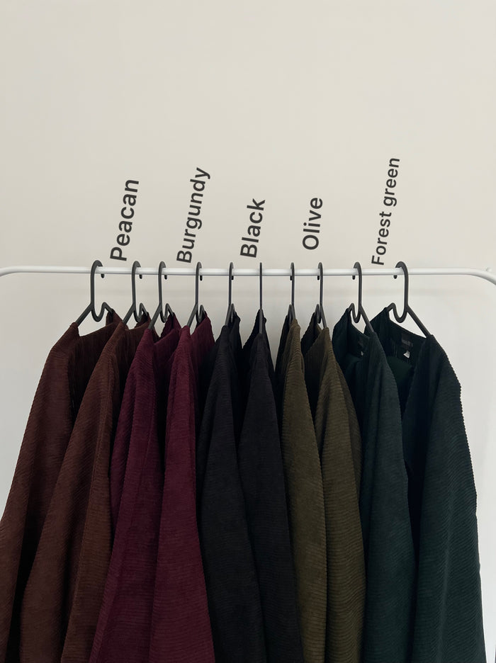 Open BURGUNDY SANA Abaya | corduroy wave abaya | winter abaya |