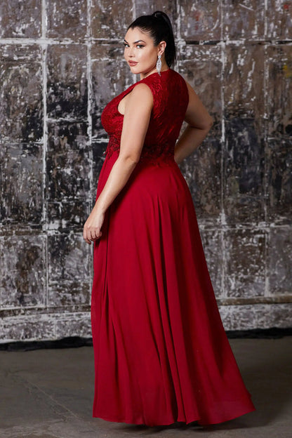 Opulent Plus Size Gown with Embroidered Bodice and Long Skirt #CDS7201 - NORMA REED