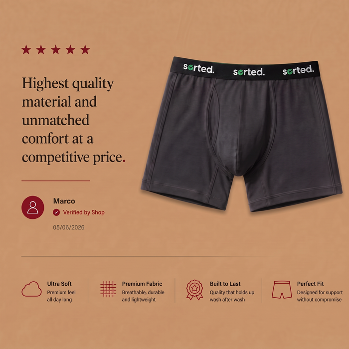 Organic Cotton Boxer Briefs - Obsidian