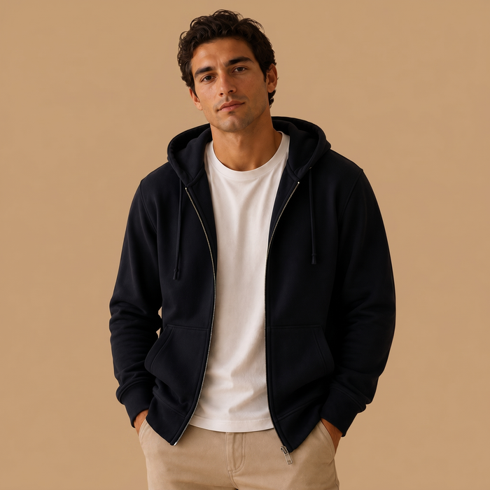 Organic Cotton Heavyweight Fleece Zip Up Hoodie