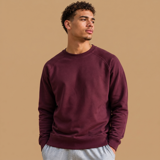 Organic Cotton Midweight Raglan Crewneck - Port Royale