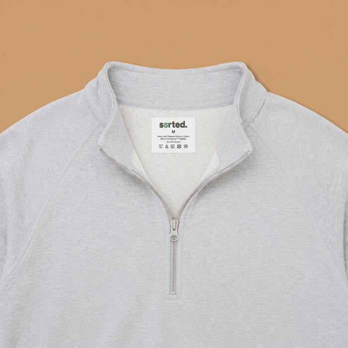 Organic Cotton Midweight Raglan Quarterzip - Heather Grey
