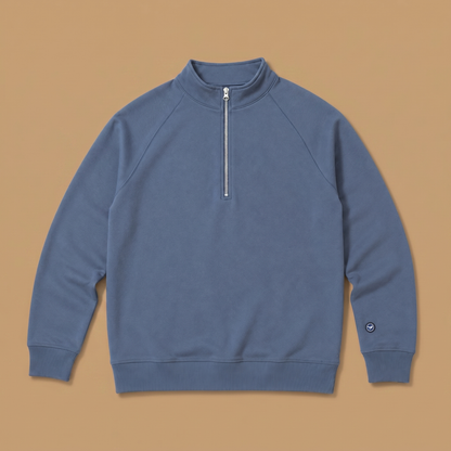 Organic Cotton Midweight Raglan Quarterzip - Midnight Navy