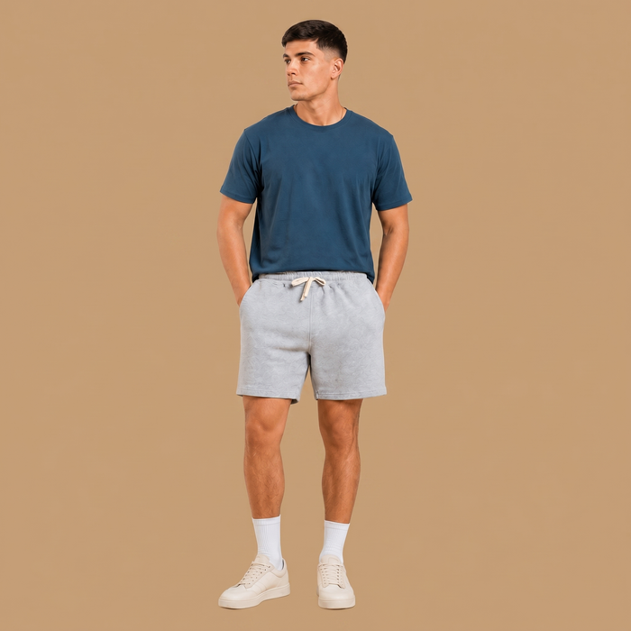 Organic Cotton Midweight Shorts - Heather Grey