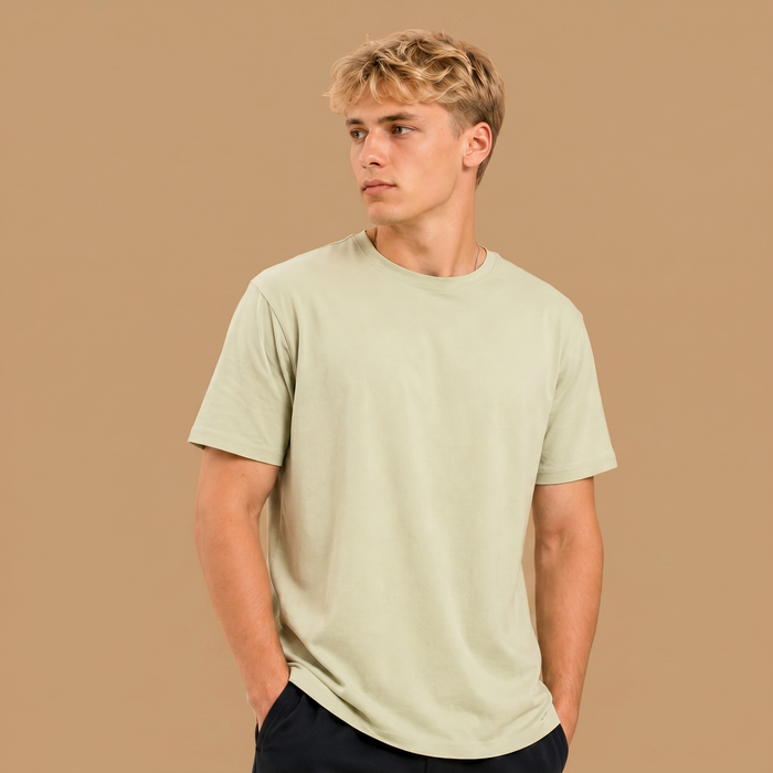 Organic Cotton Midweight T-Shirt Curved Hem - Desert Sage