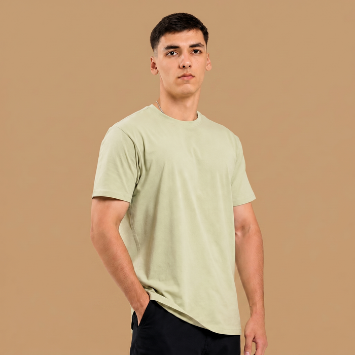 Organic Cotton Midweight T-Shirt Curved Hem - Desert Sage