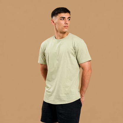 Organic Cotton Midweight T-Shirt Curved Hem - Desert Sage