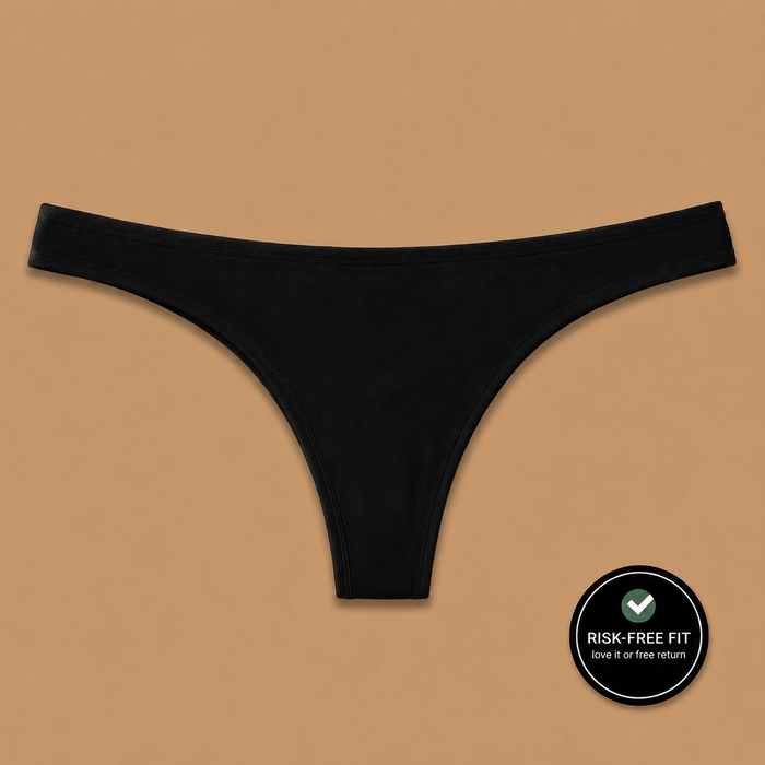 Organic Cotton Thong - Jet Black