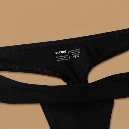 Organic Cotton Thong - Jet Black
