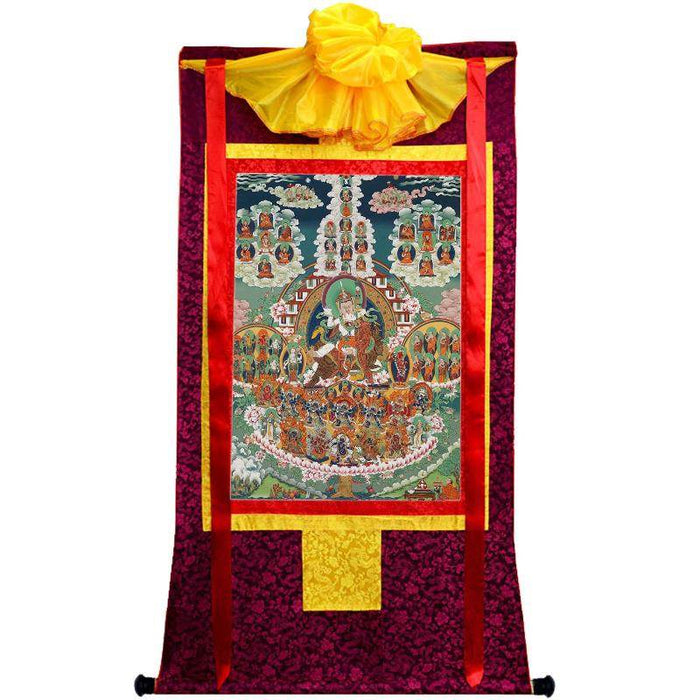 Padmasambhava - Guru Rinpoche on Refuge Tree - Tibetan thangka painting, view 5