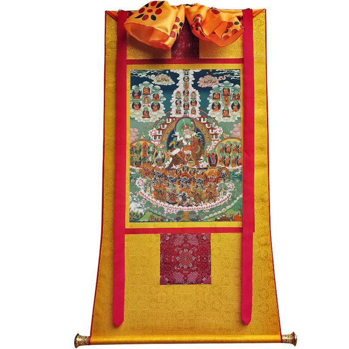 Padmasambhava - Guru Rinpoche on Refuge Tree - Tibetan thangka painting, view 6
