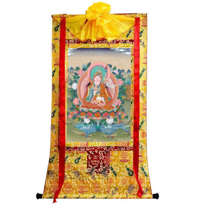 Padmasambhava - Guru Rinpoche - Tibetan thangka painting, close-up detail