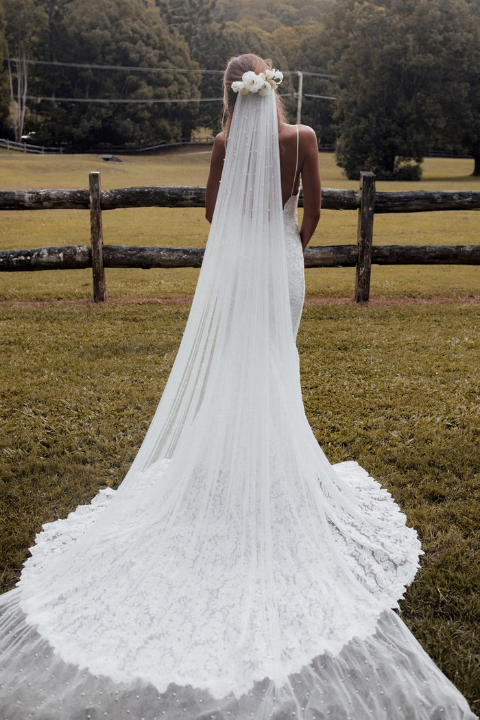 Grace Loves Lace Pearly Long Bridal Veil